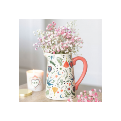 Cream Folk Print Ceramic Flower Jug Cream Folk Print Ceramic Flower Jug