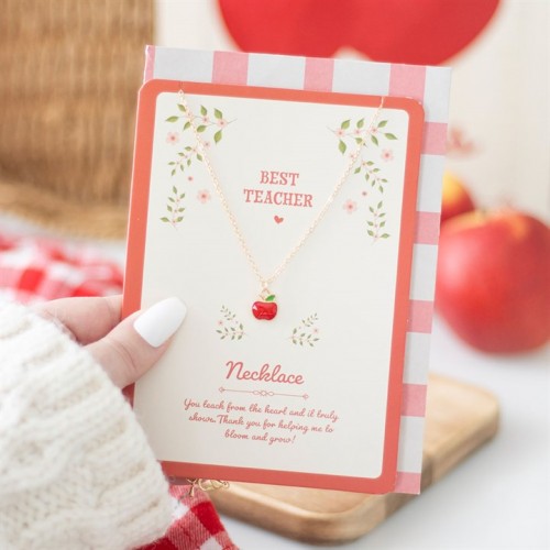 Best Teacher Apple Necklace on Greeting Card Best Teacher Apple Necklace on Greeting Card