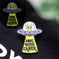 Glow in the Dark UFO Enamel Pin Badge Glow in the Dark UFO Enamel Pin Badge