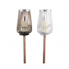 Neutral Lantern Stake with LED Candle