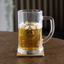Celtic Triquetra Knot Glass Beer Tankard with Coaster Celtic Triquetra Knot Glass Beer Tankard with Coaster