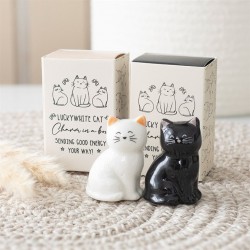 Set of 24 White & Black Lucky Cat Charms in a Box Set of 24 White & Black Lucky Cat Charms in a Box
