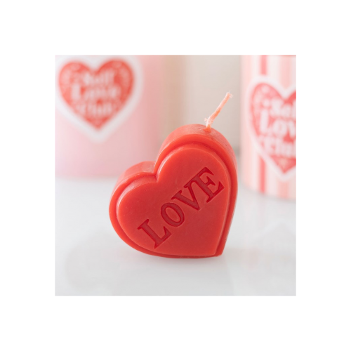 Red Love Heart Shaped Valentine's Day Candle