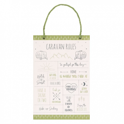 30cm Happy Camper Caravan Rules Hanging Sign 30cm Happy Camper Caravan Rules Hanging Sign