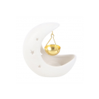 White Crescent Moon Oil Burner with Gold Dish White Crescent Moon Oil Burner with Gold Dish