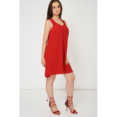 Red Dress With Side Pockets