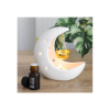 White Crescent Moon Oil Burner with Gold Dish White Crescent Moon Oil Burner with Gold Dish