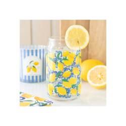 Lemon Print Can Glass Lemon Print Can Glass