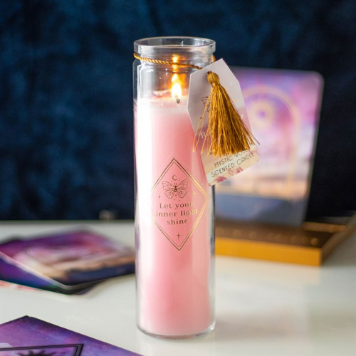 Mystic Rose Tube Candle with Rose Quartz Crystals Mystic Rose Tube Candle with Rose Quartz Crystals