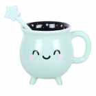 Mint Green Cauldron Mug with Wand Stirrer Mint Green Cauldron Mug with Wand Stirrer
