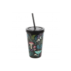 Dark Forest Print Plastic Tumbler with Straw