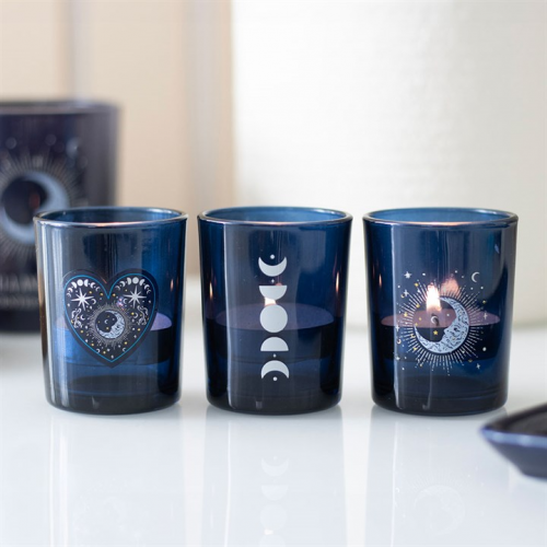 Set of 3 Blue Moon Votive Candle Holders Set of 3 Blue Moon Votive Candle Holders