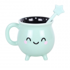 Mint Green Cauldron Mug with Wand Stirrer Mint Green Cauldron Mug with Wand Stirrer