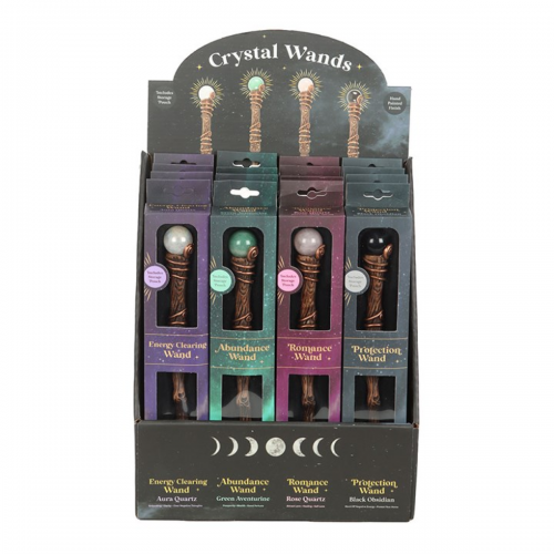 Set of 16 Crystal Wands with Pouches in Display Set of 16 Crystal Wands with Pouches in Display