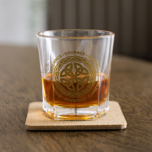 Celtic Shield Knot Lowball Glass with Coaster Celtic Shield Knot Lowball Glass with Coaster