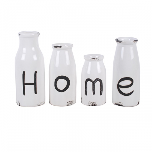 Set of 4 Decorative Milk Bottles