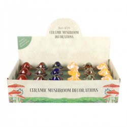 Set of 18 Ceramic Mushroom Plant Pot Decorations in Display Set of 18 Ceramic Mushroom Plant Pot Decorations in Display