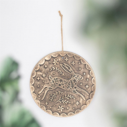 Bronze Effect Leaping Hare Terracotta Hanging Plaque Bronze Effect Leaping Hare Terracotta Hanging Plaque