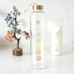 Chakra Flow Reusable Glass Water Bottle Chakra Flow Reusable Glass Water Bottle