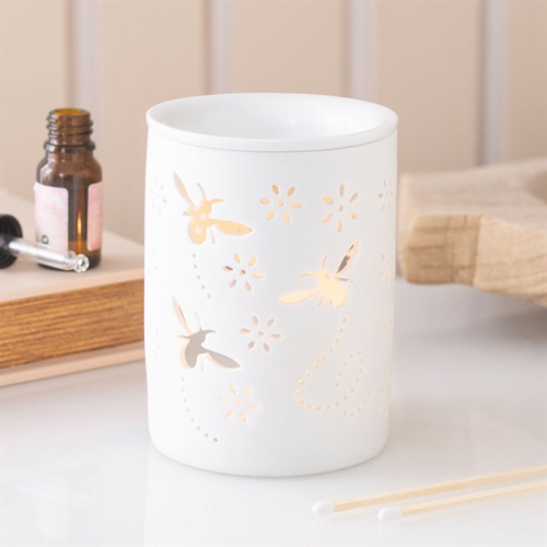 White Bee and Flower Cut Out Oil Burner and Wax Warmer White Bee and Flower Cut Out Oil Burner and Wax Warmer